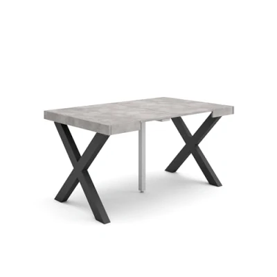 Image de Skraut Home Table Console Extensible Meuble 140 pour 6 Personnes Pieds Bois Massif Style Moderne Ciment