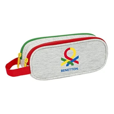 Image de safta Benetton Pop Trousse pour Enfant Enfants de 5 à 14 Ans, Confortable et Polyvalent, qualité résistance, 21 x 6 8 cm, Gris, Estándar, décontracté