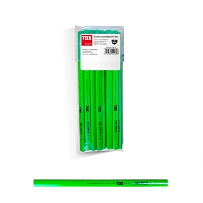 Image de TOX Neo Crayon de charpentier, ovale quadrangulaire, vert fluo, dureté moyenne, pour largeur trait 1 2 mm, non taillé, longueur 250 09790104