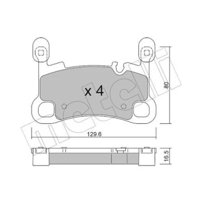 Image de METELLI 22 1260 0 Jeu de plaquettes frein préparé pour indicateur d&#039;usure PORSCHE: Cayenne, Cayenne Coupe