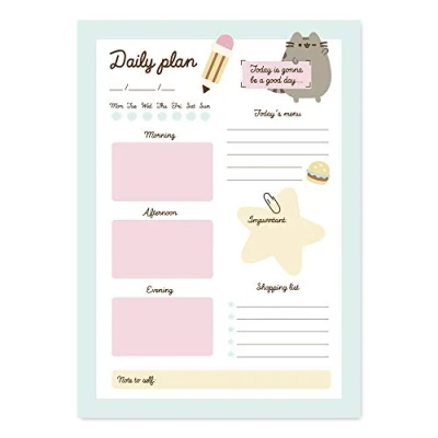 Image de Grupo Erik Bloc Notes A5 Pusheen, Planning Journalier Daily Planner, To Do List, Papeterie de Bureau, Planificateur, Blocs Mémo, Fournitures Scolaires