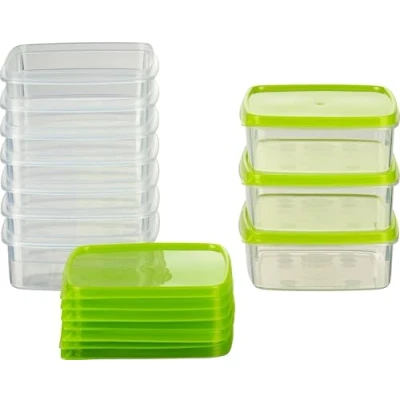 Image de MiraHome Lot de 10 boîtes Alimentaires congélation 0,3 l carrées qualité autrichienne (Vertes, 11 x 4,4 cm, l)