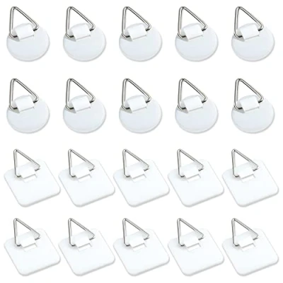 Image de 50pcs Supports Adhésifs Invisibles, Attache Cadre sans Percer, Invisibles de Plaque Muraux, Accroche Tableau Crochet Adhesif Mural, Fixation