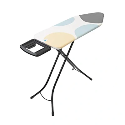 Image de Brabantia Planche à repasser taille C (124,5 x 45,7 cm) 7 options de hauteur, support solide pour fer vapeur (bulles ressort) pieds antidérapants, verrous enfants anti effondrement