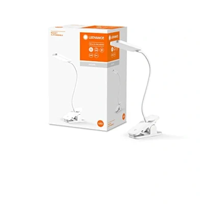 Image de LEDVANCE PANAN clip liseuse mobile et lampe de table, blanche, 5,2W, 130lm, sur batterie, tête flexible, module LED avec lumière blanc froid (4000K), capteur tactile pour allumer/éteindre