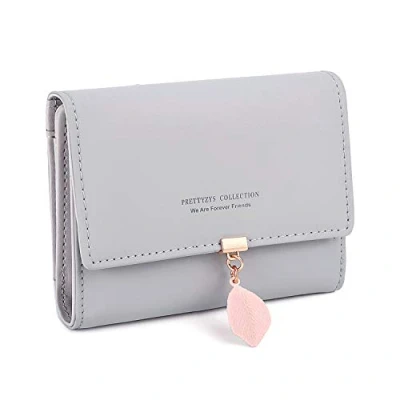 Image de RRANCharltu Portefeuille Femme Petit Porte Monnaie Feuille Exquis Pendentif en PU Cuir, Gris B
