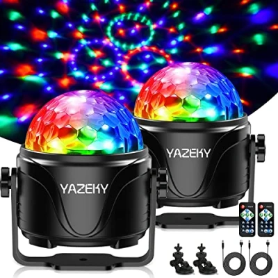 Image de YAZEKY Jeux de Lumiere pour Soiree, Boule Disco USB 360 Lumineuse Rotative DJ 7RGB Lumiere,Boule Disco,Boule a Facette Voiture, DJ, KTV, Fête, Bar, Noël (2 pièces)