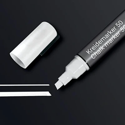 Image de SIGEL BA181 Marqueur à craie liquide 50, effaçable, pointe biseautée largeur 1 5 mm, blanc