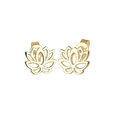 Image de Elli Lotusblume Blume BLÜTE Lotus Talisman Boucles d&#039;oreilles goldcoloured, Femme, Taille: One Size, Gold coloured