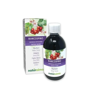 Image de Aubépine (Crataegus oxyacantha) feuilles et fleurs Teinture Mère sans alcool Naturalma Extrait liquide gouttes 500 ml Complément alimentaire Végétalien ou végan