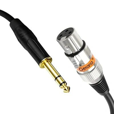 Image de Getaria 6.35 to XLR£¬ cable de microphone jack st¨r¨o 6,35 mm vers XLR, connexion XLR 3 broches quart pouce, compatible avec les haut parleurs, consoles audio