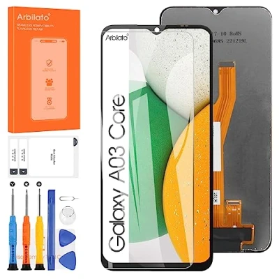 Image de Arbilato Écran pour Samsumg Galaxy A03 Core De Remplacement A032 LCD SM A032F, A032M Tactile Digitizer Assemblée Pièces Réparation (Noir)