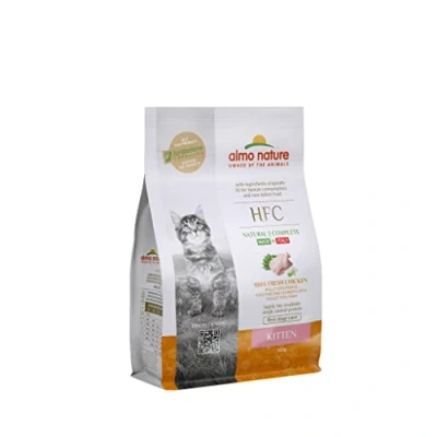 Image de Almo Nature HFC Kitten Croquettes pour Chatons avec Poulet à l&#039;origine Propres la consommation Humaine et désormais utilisés comme Aliments Chats.