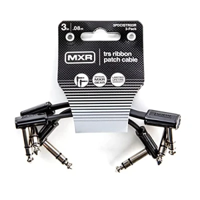 Image de JIM DUNLOP MXR Câble Patch Ruban TRS 3 pouces 7,6 cm Lot de 3, Angle Droit 1/4 pouce (3PDCISTR03R)