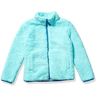 Image de Amazon Essentials Veste Polaire Sherpa avec Fermeture Éclair Fille, Bleu des Mers du Sud, 11 12 Ans