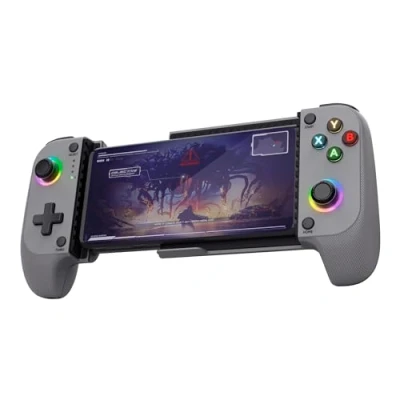 Image de Trust GXT 735G Mylox Manette pour Telephone Portable Bluetooth Android/Iphone / PS5 Xbox/Mobile, 12h d&#039;Autonomie, Double Vibration, Ėclairage RGB, Smartphone Sans Fil, Gris