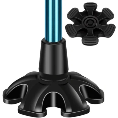 Image de supregear Embout de Canne avec 6 Griffes, Antidérapant Support Caoutchouc Remplacement Autoportant pour Marche Standard 19 mm Diamètre Pliante Accessoire, Noir