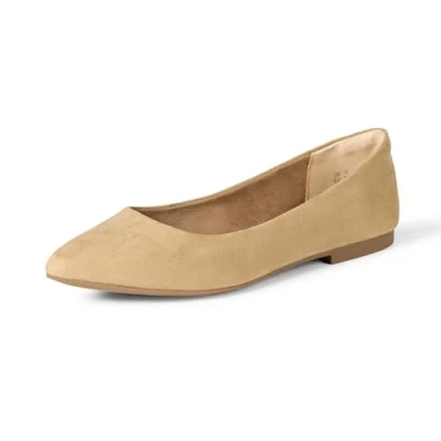 Image de Amazon Essentials Ballerines à Bout Pointu Femme, Beige Micro Suède, 40 EU Large