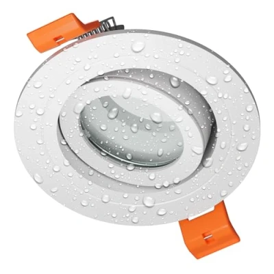 Image de ledscom.de Cadre de plafond pour salle bain ERID, pièce humide, bain, Ip44, rond, pivotant, blanc mat, extérieur, spots encastrés, spots, cadre, plafonnier, spot