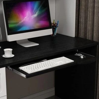 Image de Support Clavier Coulissant Sous Bureau, Ordinateur Ergonomique, Tablette Coulissante Souris pour de Clavier, (Color : Black, Size 70cm)