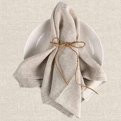 Image de Lot de 6 Serviettes Table en Tissu, 40 x cm Lin qualité supérieure, réutilisables, décoration Mariage, Anniversaire, fête, dîner, café, Restaurant