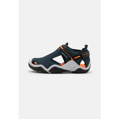 Image de Geox Wader Sandales de randonnée pour enfants, Taille: 25, Navy/orangefluo Imitation cuir/textile