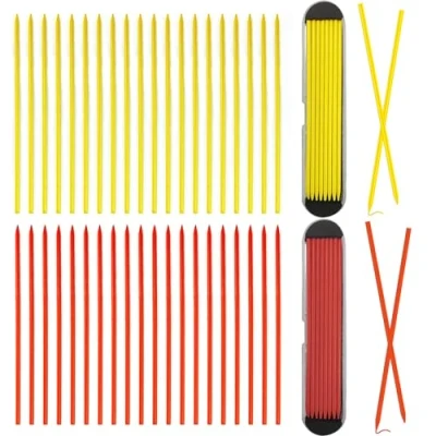 Image de 40 PièCes 2,8 Mm Mines de Crayon Menuisier, Marqueur Rechange Trous Profonds Construction, Solide Pour Marquage Construction (Rouge + Jaune)