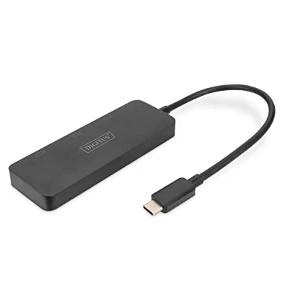 Image de DIGITUS Adaptateur Graphique 3 Ports USB C vers 3X HDMI 4k60Hz Multi Stream Transport (MST) Hub vidéo Noir
