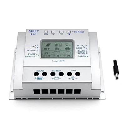 Image de OOYCYOO 60A Régulateur de charge Solaire, 12V/24V Batterie Détection Automatique,avec contrôle minuterie double pour système réverbère,Avec écran LCD USB