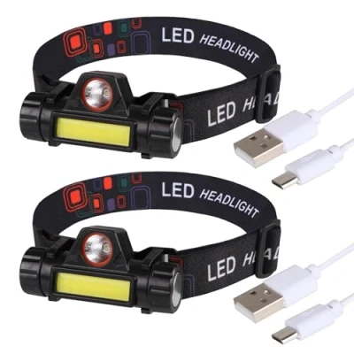 Image de MOBY SWIFT LOTS DE 2 LAMPES FRONTALES LED WATERPROOF RECHARGEABLES USB Lampe frontale x2