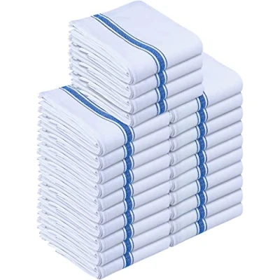 Image de Utopia Towels torchons de Cuisine 38 x 64 cm 100% Coton filé à l&#039;anneau, Super Absorbant, Ensemble et Doux réutilisables (Lot 24, Bleu Blanc)