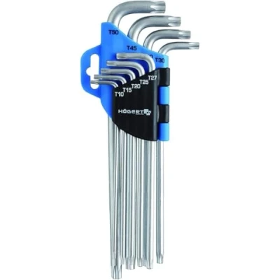 Image de Hogert Technik HT1W818 Ensemble de tournevis coudés T10, T20, T25, T27, T30, T40, T45, T50 Acier chrome vanadium 9