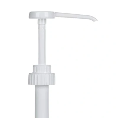 Image de LinkDes® pompe doseuse, distributrice blanche pour bidon de 5 litres filetage DIN 45, course 30 ml gel ou savon, homologuée un usage alimentaire