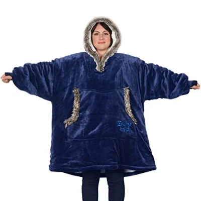 Image de Snug Rug Eskimo Sweat à Capuche Couverture surdimensionnée Super Douce et Chaude en Tissu Sherpa Polaire Taille Unique Unisexe (Bleu)