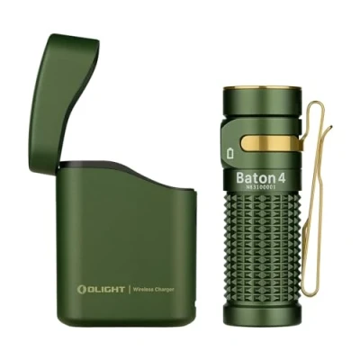 Image de OLIGHT Baton 4 Kit Lampe Torche LED Alimentée avec Chargeur sans Fil Puissante 1300 Lumens 170m 190 Jours D&#039;autonomie Max Étanche IPX 8 pour Le Camping, L&#039;outdoor et Les Urgences Vert
