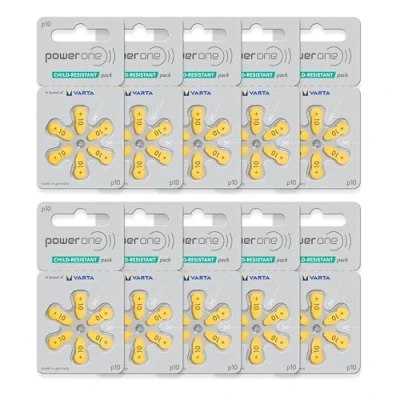 Image de PowerOne piles auditives PR70 60 pour appareils auditifs Taille 10