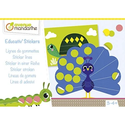 Image de Avenue Mandarine KC101C Une boîte créative EDUCATIV&#039; STICKERS 18 feuilles pré imprimées wagon + 16 planches DE GOMMETTES À partir 3 ans LIGNES