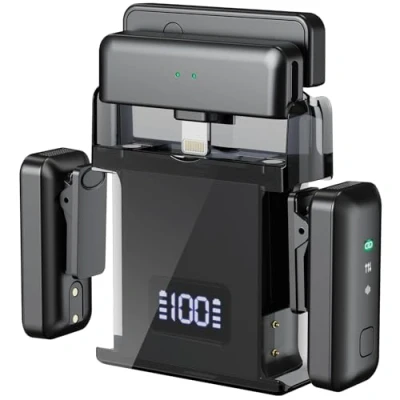 Image de Micro Cravate sans Fil pour iPhone/Android/PC, Mini Microphone sansFil Plug Play Téléphones Mobiles, portable Enregistrement Vidéo, Diffusion en direct, YouTube, Vlog