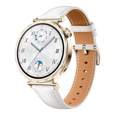 Image de HUAWEI Watch GT 5 41mm Montre Connectée, Design aux Lignes épurées, Nouvelle expérience de Course à Pieds et Cyclisme, Suivi la santé, Jusqu&#039;à 7 Jours d&#039;autonomie, iOS &amp; Android, Blanc(Cuir)