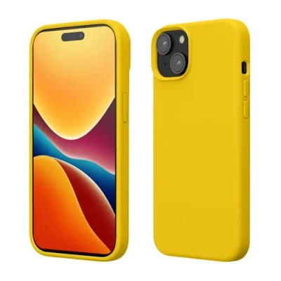 Image de kwmobile Coque pour iPhone 15 Plus Housse de téléphone Fine en Silicone avec Surface Douce et Anti Choc Jaune radieux