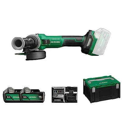 Image de HIKOKI Akku Winkelschleifer G1813DVE, Schleifscheiben Ø: 125 mm (18V, 5,0 Ah Li ion, Leerlaufdrehzahl: 3200 8000 min 1/ mit (AT Modus), Antriebsspindel: M14, Brushless, Zubehör im HSCIII Koffer)