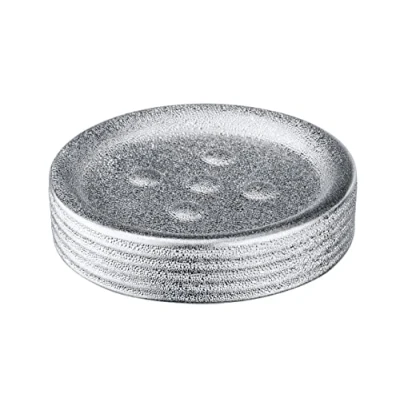 Image de WENKO Porte Savon céramique Polaris, Rond, Juwel chromé, ø11 x 2.5 cm