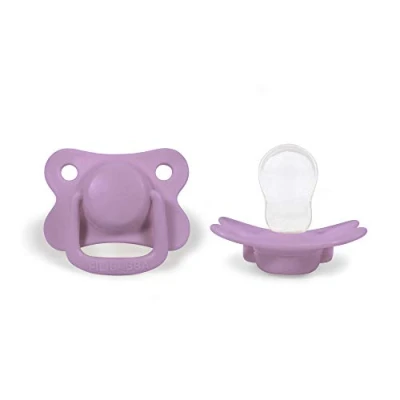 Image de Filibabba® Lot de 2 Tétines pour bébé en silicone dans belles couleurs mates adaptées à la mâchoire Design danois pièces avec boîte tétine (lavande vive, 6 mois)