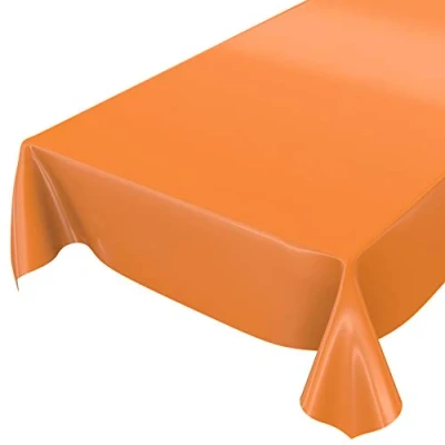 Image de Anro Nappe en Toile cirée lavable, uni, brillant, cirée, Orange, Schnittkante 120 x 140cm