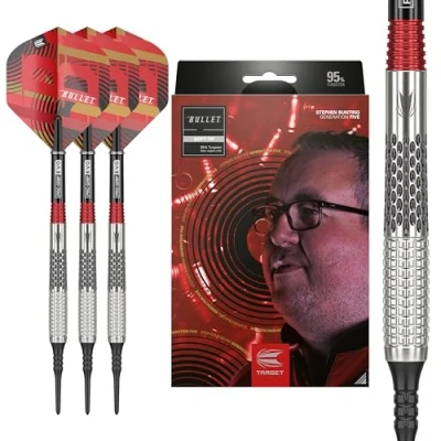 Image de Target Darts Stephen Bunting G5 95% Tungsten Dart Set (18G), Fléchettes à Pointe Souple Generation 5 Player Edition with Pixel Tips, Professional Set, Electronic Soft Tip