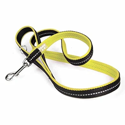 Image de Julius K9 Laisse IDC Powair, Taille: 1,2 m avec Poignée et Petit mousqueton, Jaune Fluo