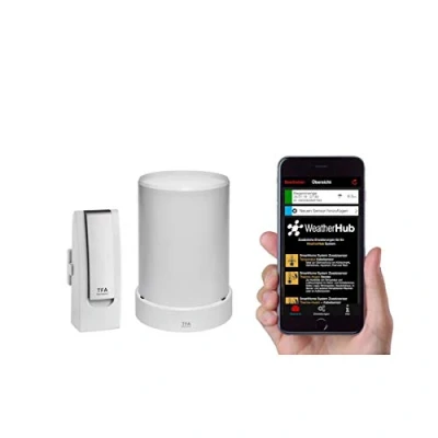 Image de TFA Dostmann Station météo pour Smartphone Kit de démarrage avec 3 pluviomètres, Dimensions : 4 x 2,8 10,4 cm Blanc 31.4003.02