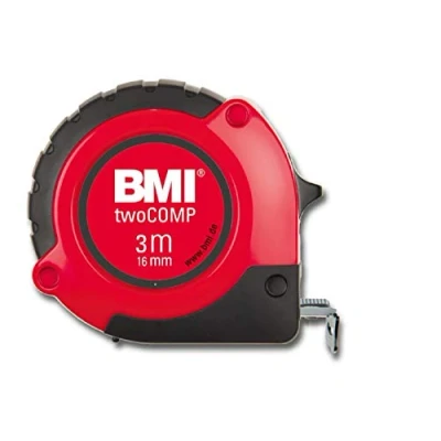Image de BMI 472341021 twoCOMP Mètre à ruban de poche, Blanc/noir/rouge, 3 m x 16 mm