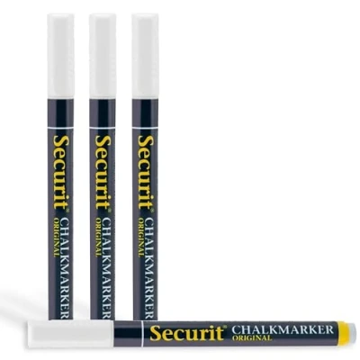 Image de Securit BL SMA100 V4 WHI Lot de 4 marqueursà craie liquideà petite pointe Blanc