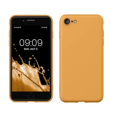 Image de kwmobile Housse Compatible avec Apple iPhone SE (2022) / (2020) 8 7 Coque de téléphone Souple et Fine en TPU Silicone Jaune Orange